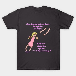 Throw your hands up - lighter complexion, pink dress T-Shirt